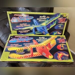 New Vintage Hasbro Power Air Surfer Radio Controlled Plane Set - Blue and Yellow